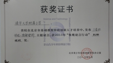我校荣获主题建言荣获2013年“雏鹰建言行动”创新组织奖